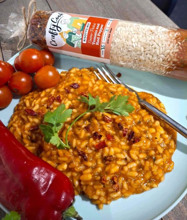 Tomato and Red Pepper Risotto Mix by Crafty Cook, healthy, hearty quick healthy one-pot family meal cupboard restock monthly subs
