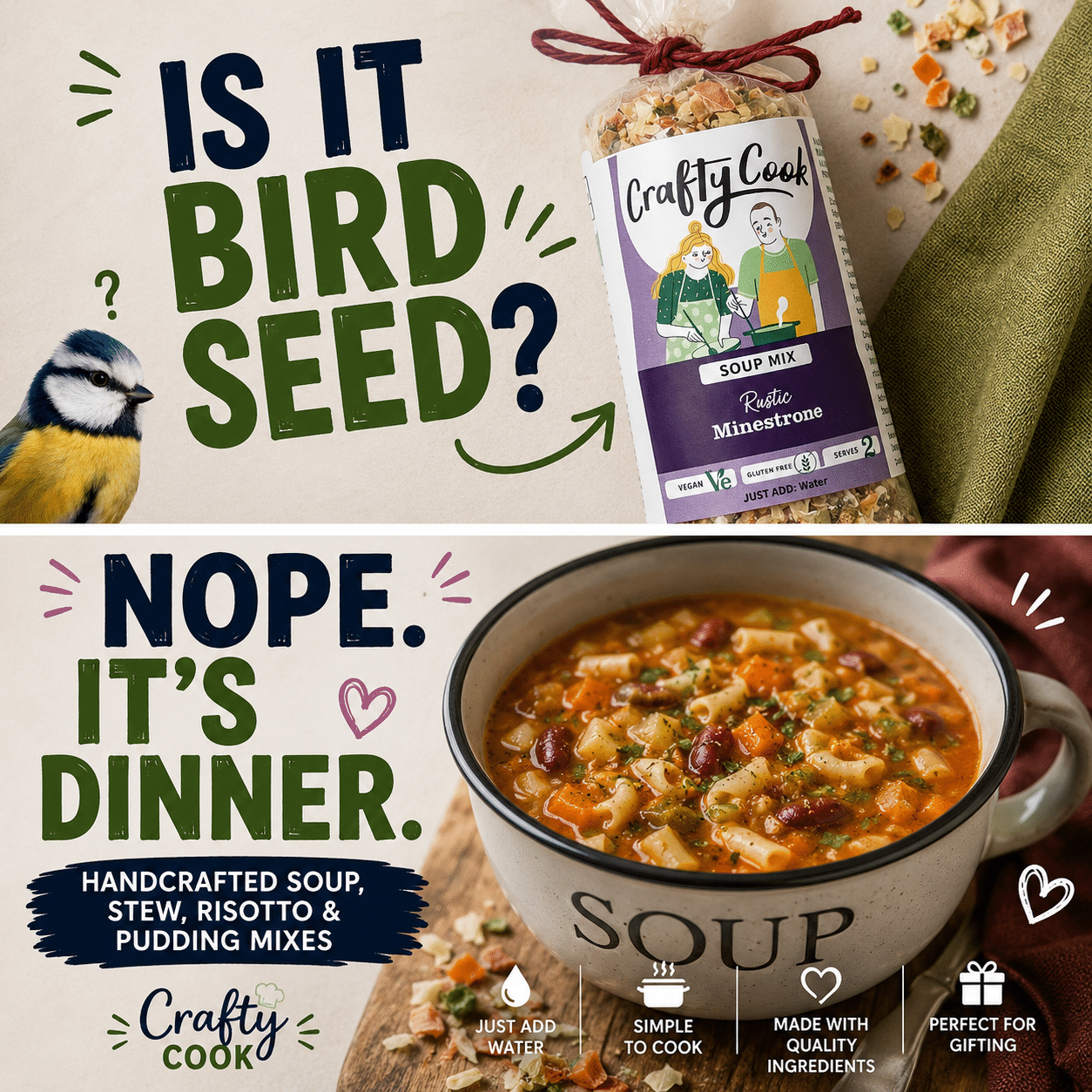 Customer Question.. Is it birdseed. No, it's dinner - and tasty too!